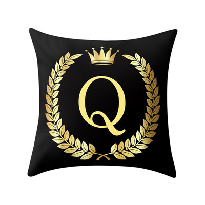 

〖Follure〗Pillow Cover Black&Gold Letter Pillowcase Sofa Cushion Cover Home Decor