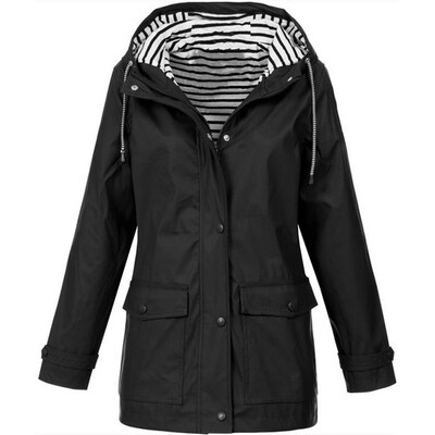 

Womens Solid Autumn Winter Outdoor Hiking Sports Hooded Warm Plus Size Jacket