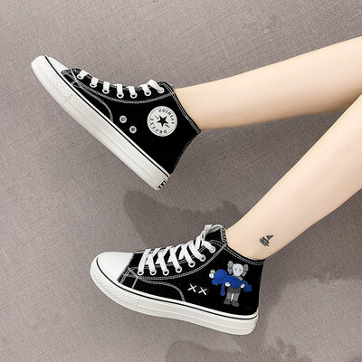

Gao Gang canvas shoes female graffiti hand-painted hip-hop ins street beat sports port windboard shoes tide students original fla