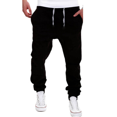 

Fashion Mens Sports Pants Solid Color Drawstring Casual Long Trousers Sweatpants