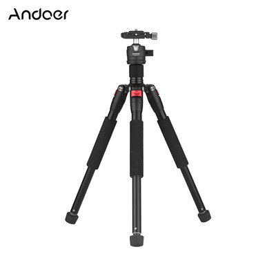 

Andoer K521S Portable 5-section Extendable Aluminum Alloy Tripod with Mini Ball Head Low Center of Gravity 14" Screw Mount for Ca