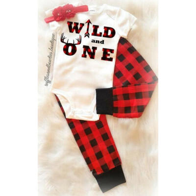

3pcs Christmas Outfits Newborn Kid Baby Boy Girl Tops Romper Pants Clothes Set