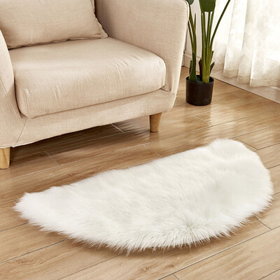 

Gobestart Wool Imitation Sheepskin Rugs Faux Fur Non Slip Bedroom Shaggy Carpet Mats