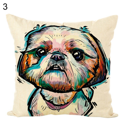 

45x45cm Colored Painting Dog Throw Pillow Case Cushion Cover Sofa Bed Decor