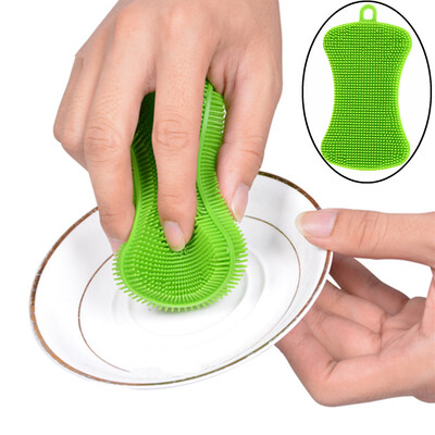 

Gobestart 1Pc Silicone Dish Washing Sponge Scrubber Kitchen Cleaning Antibacterial Tool