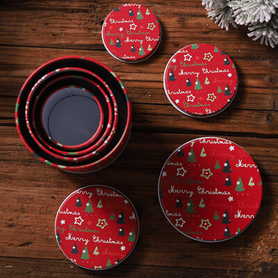 

〖Follure〗Tin Container Christmas Jar Gift for Children 4PCS Candy Cookie Storage Box
