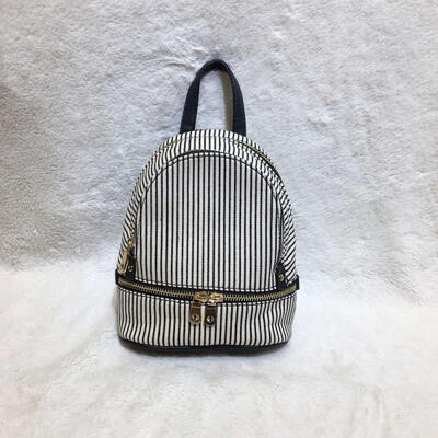 

13 Inch Stylish Plaid Striped Backpack Fashion Zipper Travel Bag