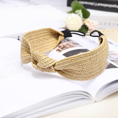 

Fashion Vintage Knot Cross Hand-Woven Hairband Imitate Raffia Headband Headwear Accessories