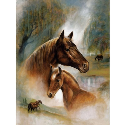 

5D DIY Round Drill Diamond Painting Horses Cross Stitch Embroidery Mosaic