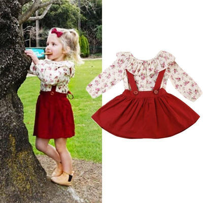 

Kids Baby Dress Girls Floral Tops T-shirtTutu Skirts Dress 2pcs Outfits Set