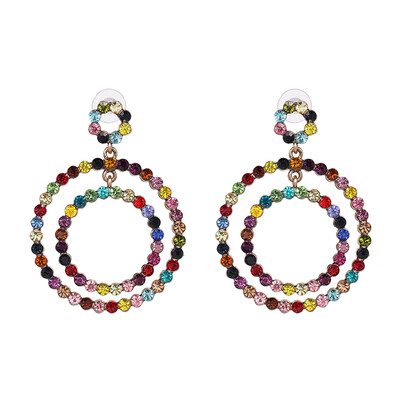 

AOTEMAN 2019 new arrival big water drop statement colorful rhinestones earrings wedding jewelry vintage ethnic crystal earrings