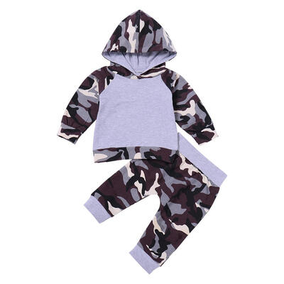 

Autumn Fashion 2pcs Camo Print Clothes Set Infants Hoodies Pants Outfits