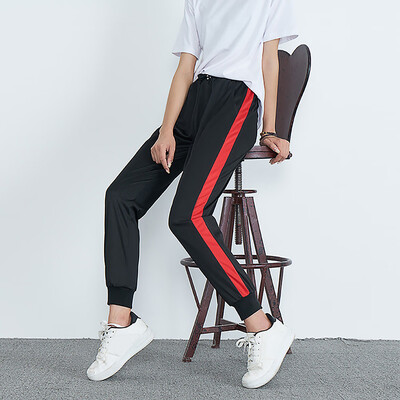 

Womens Mid-Waist Casual Striped Print Sports Pants Harem Pants Jogger Pants