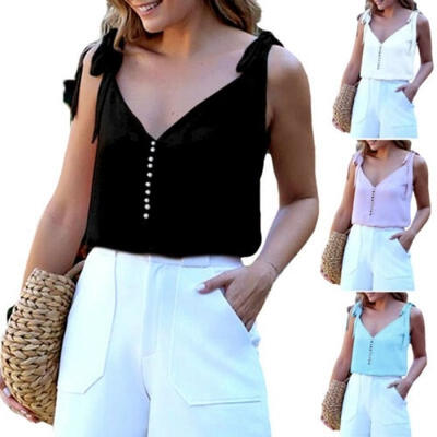 

Womens Tank Top Vest Sleeveless Loose Summer Beach Cami Top Casual Blouse
