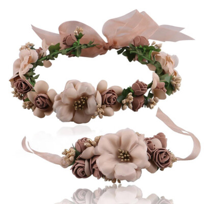 

Fashion Bride Flower Hairband Hair Accessories Wedding Hairband With Flower Bracelet Wristband