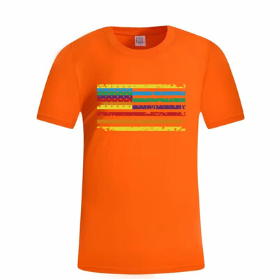 

Toponeto Mens Summer Flag Print Round Neck Slim Fit Short Sleeve Top Shirt Blouse