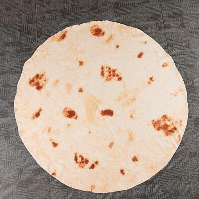 

Snack Tortilla Pattern Blanket Round Burrito Shaped for Car Office Quilts