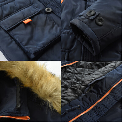 

Mens Hooded Long Coat Winter Warm Thick Hooded Fur Collar Jacket Outwear Parka