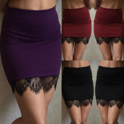 

Sexy Women Formal Lace Stretch High Waist Short Bodycon Mini Skirt Pencil Dress