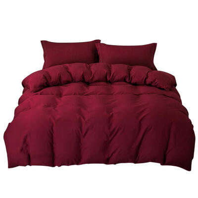 

4pcs Simple Solid Soft Bedding Set Quilt Sheet Pillowcases Home Accessories