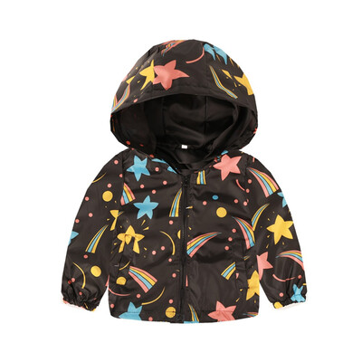 

Toddler Kids Baby Grils Boys Long Sleeve Cartoon Print Hooded Coat Tops Outfits