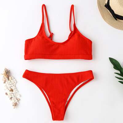 

Roseonmyhand Women Scoop Neck Cut Out Front Lace Up Back High Cut Monokini One Piece Swimsuit