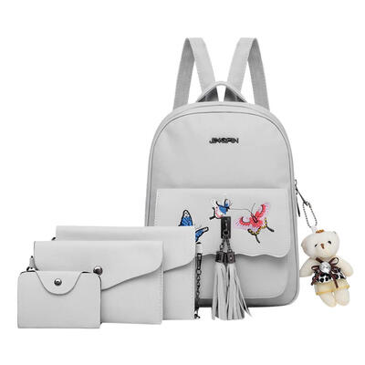 

4pcsset Fashion Women Butterfly Print Preppy Backpack Clutch Shoulder Bag