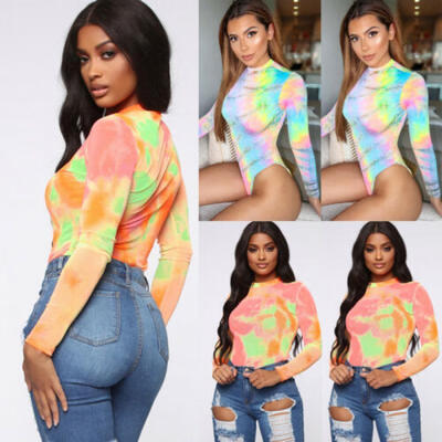 

Women Bodysuit Bodycon Jumpsuit Romper Leotard Tops Blouse Playsuit Long Sleeve