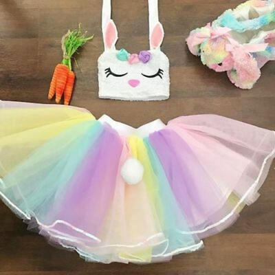 

Toddler Baby Girls Bunny Crop Top Tutu Tulle Skirt Outfits Clothes Summer USA