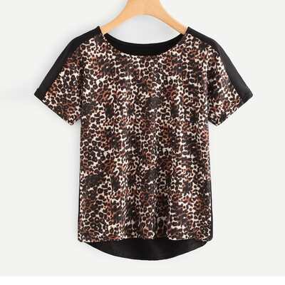 

Nomeni Fashion Women O-Neck Short Sleeve Leopard Printed Tee T-Shirt Short Top