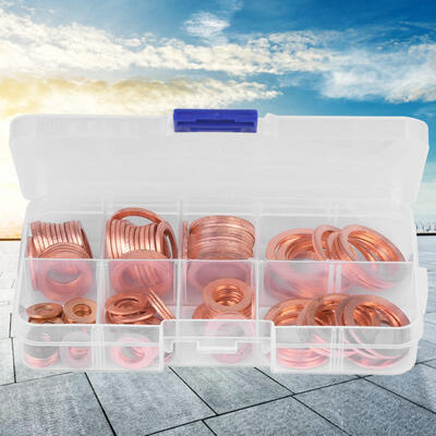 

Greensen 120pcs 1 Box Assorted Solid Copper Seal Washer Set Screw Nut Copper Gasket
