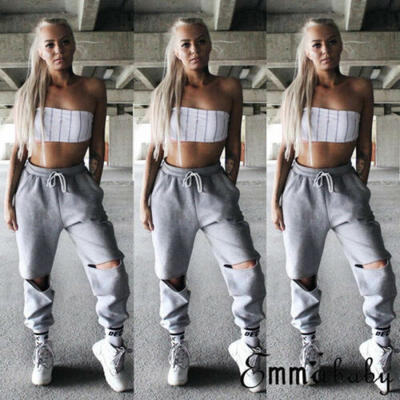 

New Women Casual High Waist Bandage Jogger Dance Sport Pants Trousers Sweatpants