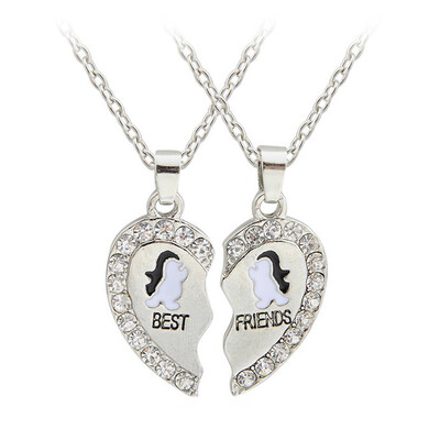 

New Design Fashion Cool Charm Europe&America Best Friends Love Animals Anchor Pendant Rhinestone Necklaces