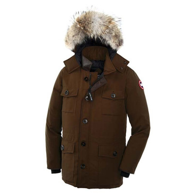 

Men Winter Coat Goose Mens Banff Parka Meets Leather Deatiling Overcoat Goose Down Feather Jacket Banff Parka Coyote Fur Collar