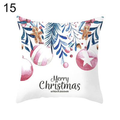 

Cartoon Christmas Tree Santa Claus Pillow Case Cushion Cover Chair Sofa Decor