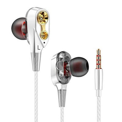 

In-ear Headset Quad-Core Double Headphones Moving Earpiece Ring Headphone
