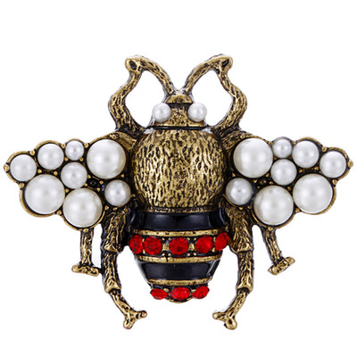 

Simulated Pearl Bee Pin Brooch Antique Pin Women Man Costume Jewelry Unisex