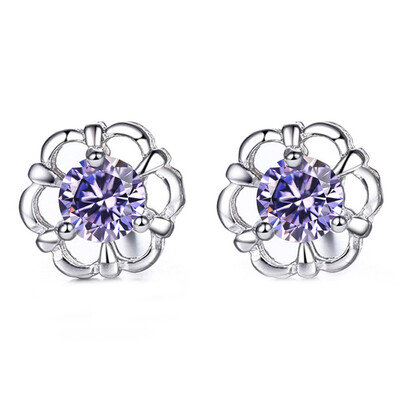 

The New Korean Version of Temperament Female Silver Simple Flowers Earrings