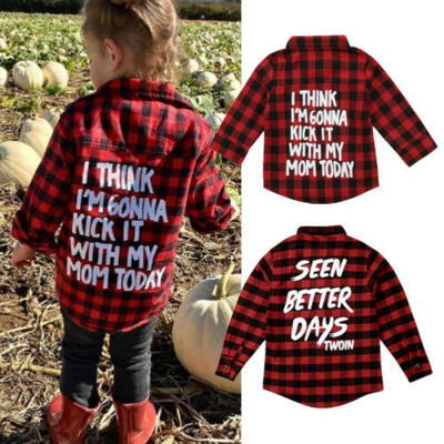 

Fashion Toddler Kid Baby Boy Girl Printed Plaid Blouse T-shirt Tops Clothes