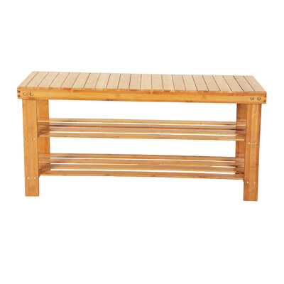 

Bamboo Shoe Storage Bench Seat Organizer Entryway Nature Wood Furniture 3 Tier