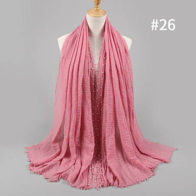 

Solid color high quality hairy cotton yarn pearl accessories headscarf cotton&crease monochrome womens scarf hot sale