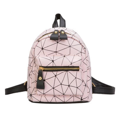 

Diamond Lattice Leather Mini Backpacks Women Geometry Travel Shoulder Bags