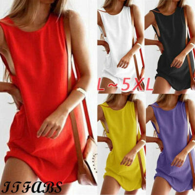 

Women Sleeveless Mini Dress Tank Top Summer Casual Prom Party Loose Tunic Shirt