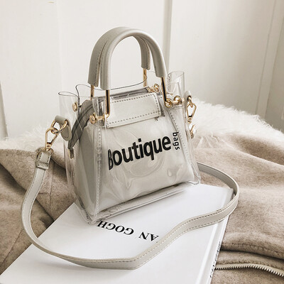

Net red summer jelly bag new 2019 Korean version of Joker portable small transparent bag shoulder slung texture bag