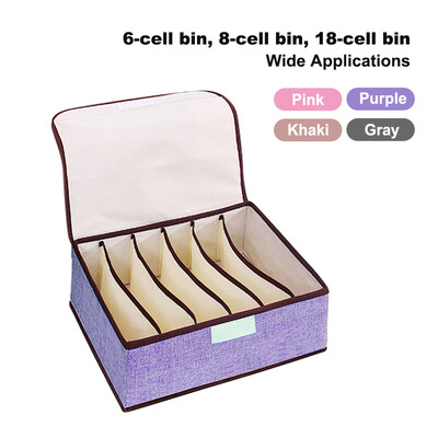 

Organizer Box 6818 Cell Bin Cotton Linen Underwear Box Saving Space Foldable Washable Multipurpose Receiving Box for Home Use