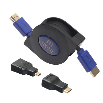 

3 in 1 Retractable HDMI to MiniMicro HDMI Adapter Cable for PC HDTV 6Ft