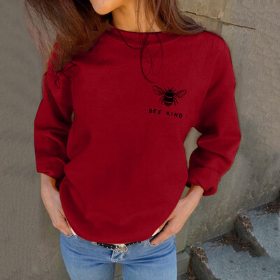 

Tailored Womens Autumn Fashion Sweatshirts Bee Kind Letter Print Casual Loose Blouses