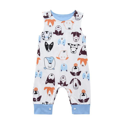 

Sleeveless Baby Rompers Soft Buttons Cartoon Dogs Cute O-Neck Jumpsuit