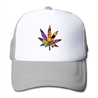 

SHINENGST Trippy Multi Pot Weed Leaves Mesh Trucker CapsHats Adjustable For Unisex Black