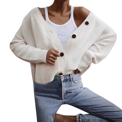 

Toponeto Women Long Sleeve Knitwear Open Front Button Cardigan Sweaters Outerwear